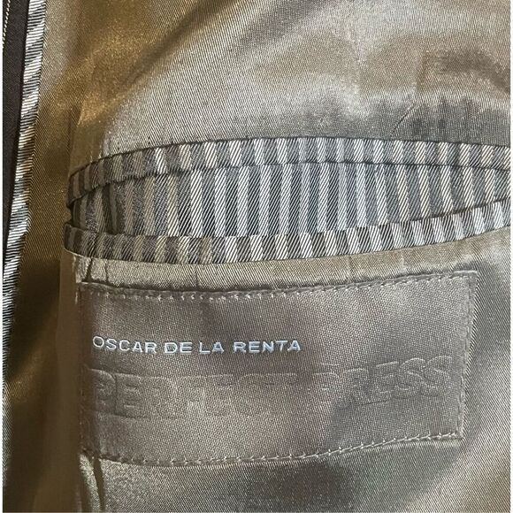 Oscar De La Renta Perfect Press Striped Three Button Wool Blazer Sz 50 - Picture 4 of 6